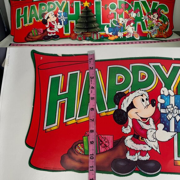 Vtg Disney Mickey Minnie Daisy Donald Duck Happy Holidays Paper Accordion Tree - Picture 3 of 12